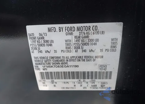 2014 Ford Explorer Xlt z USA, uszkodzony, nr VIN 1FM5K7D83EGA11190